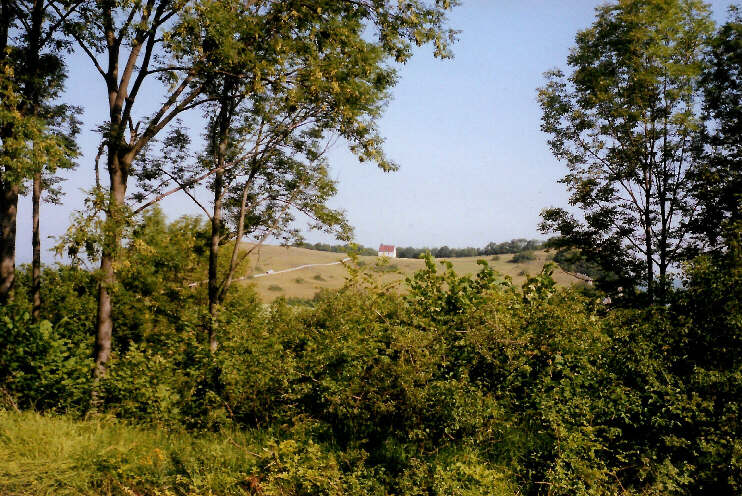 Blick von der Senke zwischen Walberla und Rodenstein auf das Walberla (August 2005)