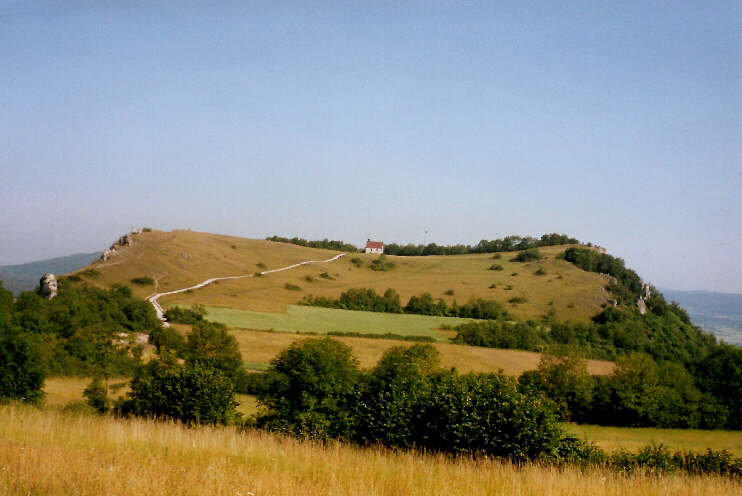Blick von der Senke zwischen Walberla und Rodenstein auf das Walberla (Juli 2006)