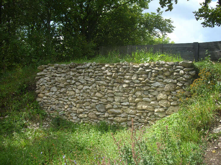 Von der im 7. Jahrhundert angelegten keltischen Ringwallanlage zeugen noch Wall- und Grabenreste. (August 2014)