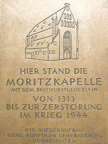 Sebalder Platz / Glöckleinsgasse: Tafel zur Erinnerung an das Bratwurstglöcklein (Juni 2011)