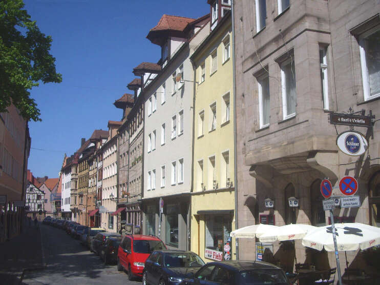 Obere Wörthstraße, Blickrichtung Mühlgasse / Unschlittplatz  (Mai 2016)