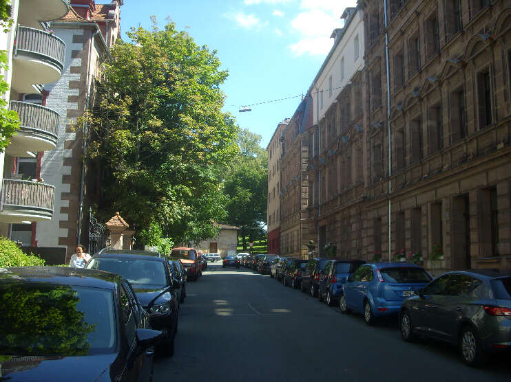Wielandstraße, Blickrichtung Bucher Straße (Juli 2017)
