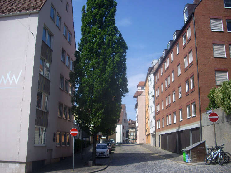 Blick von der Burgstraße in die Obere Schmiedgasse (Juli 2017)